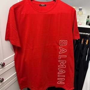 Balmain Bold Red Short Sleeve Tee